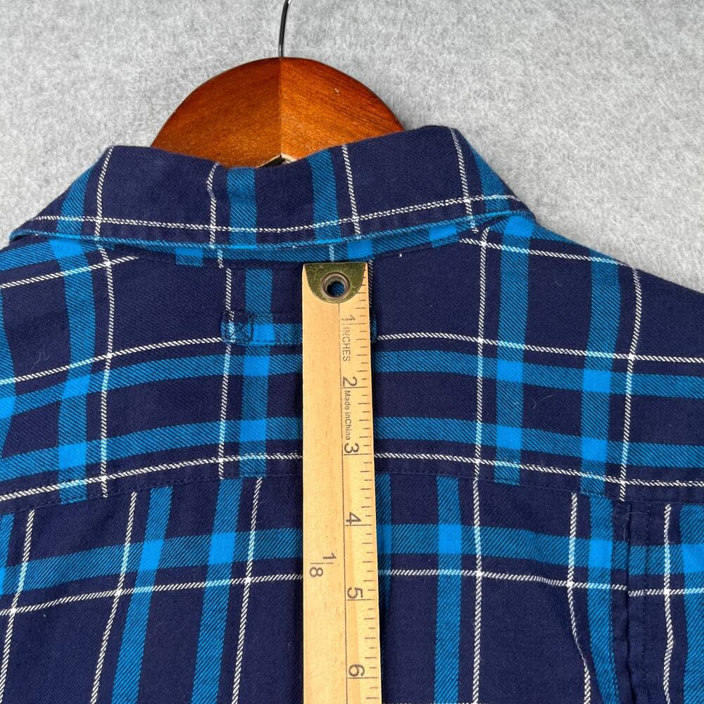 Duluth Trading Co Long Sleeve Button Down Shirt Womens Large Blue Plaid Roll Tab - Picture 12 of 15